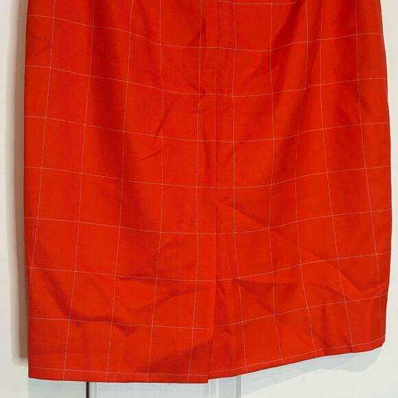 Pendleton Coral Orange Windowpane Plaid Wool Pencil Skirt 6 Petite - Picture 5 of 8